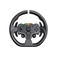 MOZA R5 Pro Racing Simulator Bundle RS105 - ES Lite ステアリングホイール正面クローズアップ（D型、パドルシフター、ボタン配置）