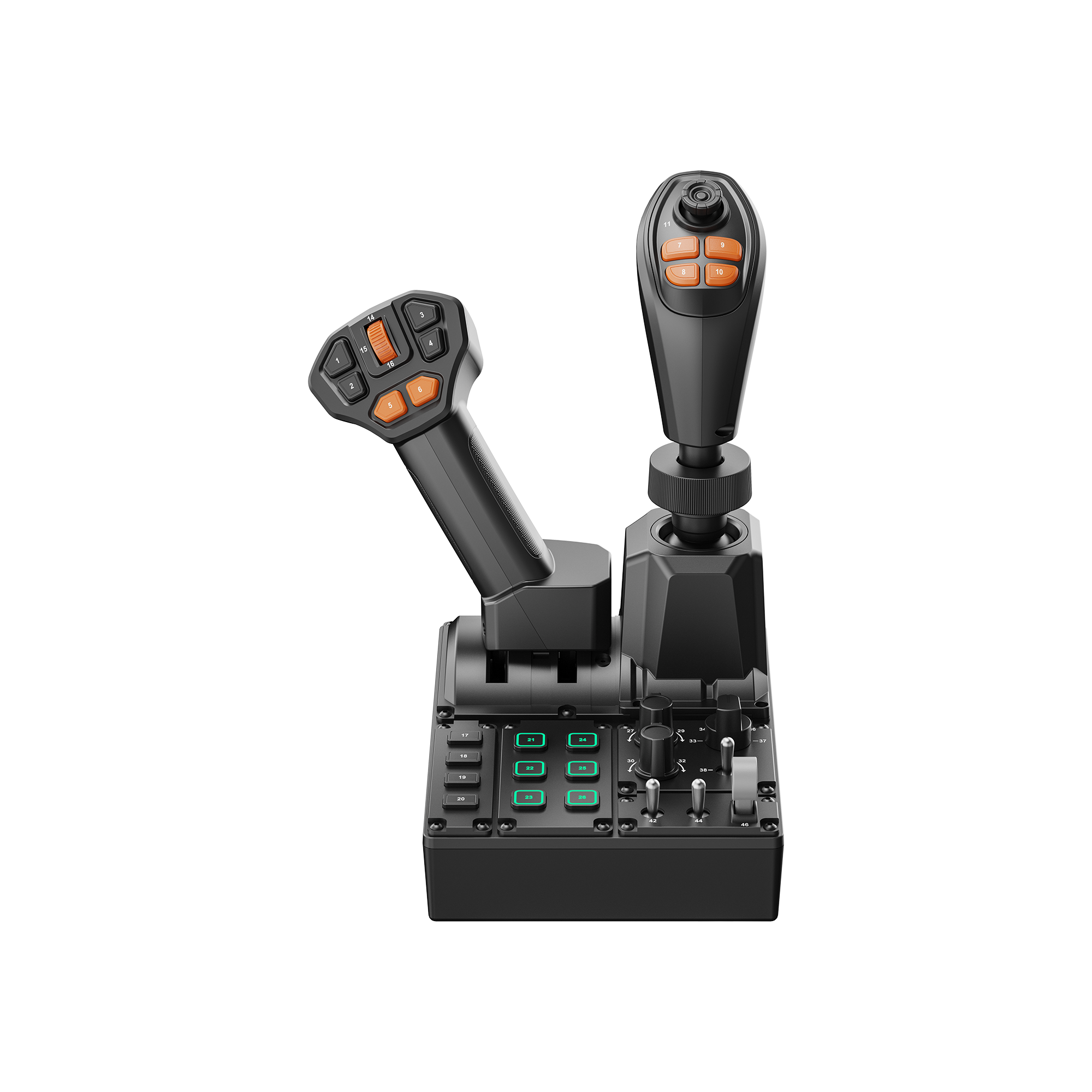 MOZA Farming Control System RS104 正面（3軸ジョイスティック・スロットルレバー・コントロールパネル一体型）